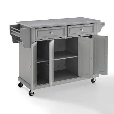 Stainless Steel Top Kitchen Cart/Island Vintage Gray - Crosley 4 Stainless Steel Top Kitchen Cart/Island Vintage Gray - Crosley - Image 4