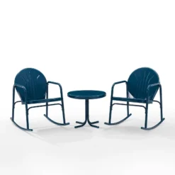 Griffith 3pc Outdoor Rocking Chair Set - Navy - Crosley