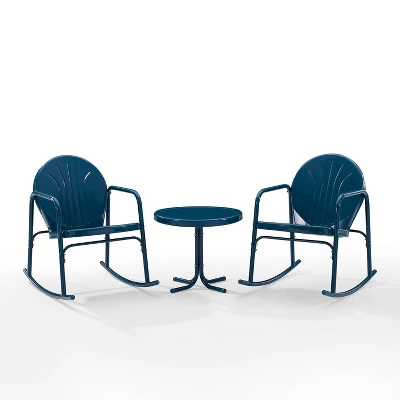 Griffith 3pc Outdoor Rocking Chair Set - Navy - Crosley 1 Griffith 3pc Outdoor Rocking Chair Set - Navy - Crosley