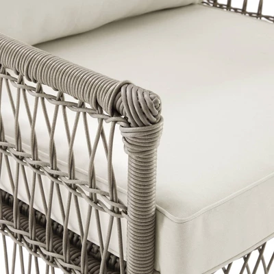 3pc Thatcher Outdoor Steel Conversation Set Creme/Driftwood - Crosley 12 3pc Thatcher Outdoor Steel Conversation Set Creme/Driftwood - Crosley - Image 12