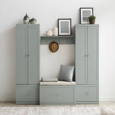 4pc Harper Entryway Set With Bench, Shelf And 2 Pantry Closets - Crosley 3 4pc Harper Entryway Set With Bench, Shelf And 2 Pantry Closets - Crosley - Image 3
