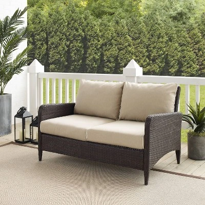 Kiawah Outdoor Wicker Loveseat Beige - Crosley 4 Kiawah Outdoor Wicker Loveseat Beige - Crosley - Image 4