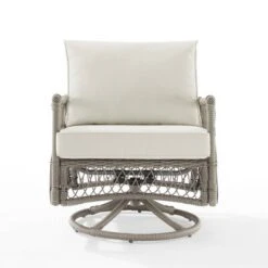 Thatcher Outdoor Steel Swivel Rocking Chair Creme/Driftwood - Crosley -Cheap Crosley Store GUEST 9fd0f9ee da75 4d55 be0e 1768969bcf6c