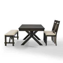Hayden 4pc Extendable Dining Set With Bench And 2 Slat Back Chairs Slate - Crosley -Cheap Crosley Store GUEST a0845dd2 b3eb 473b b3be b7c7c86c159b