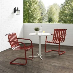 Gracie 3pc Outdoor Metal Bistro Set With Table & 2 Armchairs - Crosley