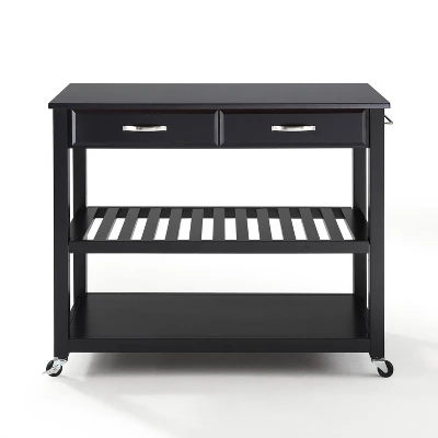 Black Granite Top Kitchen Prep Cart Black - Crosley 7 Black Granite Top Kitchen Prep Cart Black - Crosley - Image 7