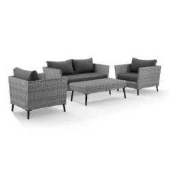 Richland 4pc Outdoor Wicker Conversation Set - Charcoal - Crosley -Cheap Crosley Store GUEST a24004f6 b7b2 4c34 8a1a 32179f993f18