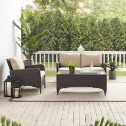 Kiawah 3pc Outdoor Wicker Conversation Set Sand - Crosley -Cheap Crosley Store GUEST a46c15ea 881e 44a5 81f0 6058d3b8aa68
