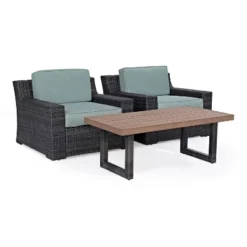 Beaufort 3pc Outdoor Wicker Seating Set With Coffee Table - Mist - Crosley -Cheap Crosley Store GUEST a48fbd5c 9a09 4967 a5c3 76e2a282ef17