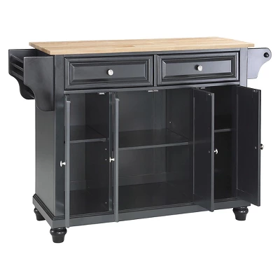 Cambridge Natural Wood Top Kitchen Island Black - Crosley 2 Cambridge Natural Wood Top Kitchen Island Black - Crosley - Image 2