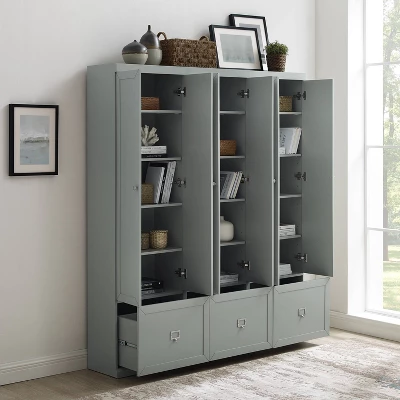 3pc Harper Entryway Set With 3 Pantry Closets Gray - Crosley 2 3pc Harper Entryway Set With 3 Pantry Closets Gray - Crosley - Image 2
