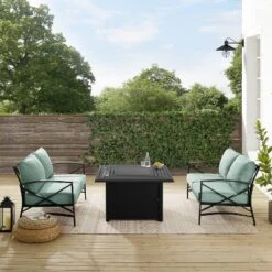 Kaplan 3pc Outdoor Conversation Set With Fire Table & 2 Loveseats - Mist - Crosley -Cheap Crosley Store GUEST a59c9b26 4951 4344 8d4c 19e5a8f6d1a5