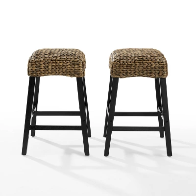 Set Of 2 Edgewater Backless Counter Height Barstools Seagrass/Dark Brown - Crosley 4 Set Of 2 Edgewater Backless Counter Height Barstools Seagrass/Dark Brown - Crosley - Image 4