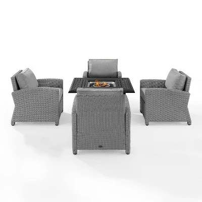 Bradenton 5pc Wicker Conversation Set With Fire Table - Gray - Crosley 2 Bradenton 5pc Wicker Conversation Set With Fire Table - Gray - Crosley - Image 2