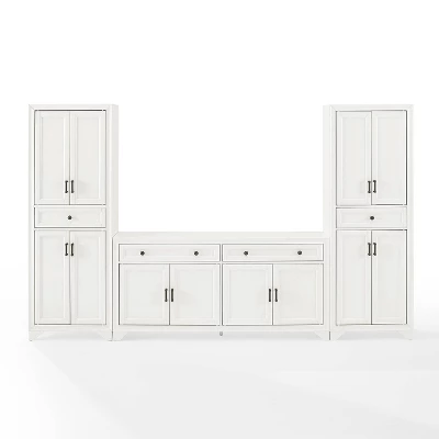 3pc Tara Sideboard And Pantry Set Distressed White - Crosley 6 3pc Tara Sideboard And Pantry Set Distressed White - Crosley - Image 6