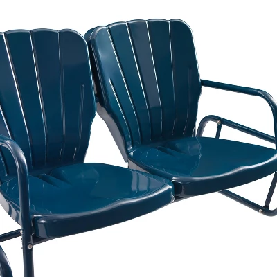 Ridgeland Outdoor Metal Loveseat Glider - Navy - Crosley 7 Ridgeland Outdoor Metal Loveseat Glider - Navy - Crosley - Image 7