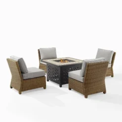 Bradenton 5pc Outdoor Wicker Armless Chair & Fire Table Set - Crosley -Cheap Crosley Store GUEST a6bedb2e aa5e 4e0b 9f2d 85ba9020c114