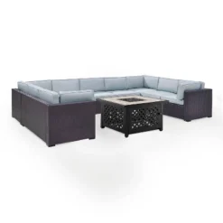 Biscayne 6pc Outdoor Wicker Sectional Set With Fire Table - Mist - Crosley -Cheap Crosley Store GUEST a7636de9 f985 4553 887b ba149be59222