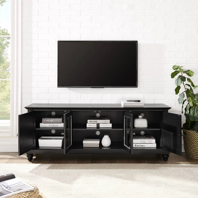 60" Cambridge Low Profile TV Stand For TVs Up To 65" Black - Crosley 3 60" Cambridge Low Profile TV Stand For TVs Up To 65" Black - Crosley - Image 3