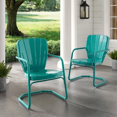 Ridgeland 2pk Outdoor Chairs - Turquoise Gloss - Crosley 1 Ridgeland 2pk Outdoor Chairs - Turquoise Gloss - Crosley