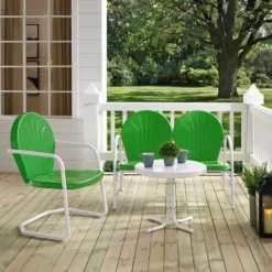 Griffith 3pc Outdoor Conversation Set With Loveseat, Chair & Accent Table - Kelly Green - Crosley -Cheap Crosley Store GUEST a905dd12 063e 460f a5ae c924137c27bc