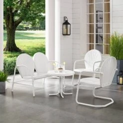 Griffith 4pc Outdoor Conversation Set - White - Crosley