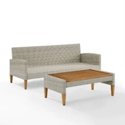 Capella Outdoor Wicker 2 Pc Sofa And Coffee Table Set Gray/Acorn - Crosley -Cheap Crosley Store GUEST ab1d16e4 1032 4c92 979f aa69f8365b1a