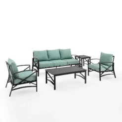 Kaplan 5pc Outdoor Sofa Set With Sofa & 2 Chairs With Coffee Table & Side Table - Crosley -Cheap Crosley Store GUEST ab56654c 7b51 45c0 8717 ebb605699c08
