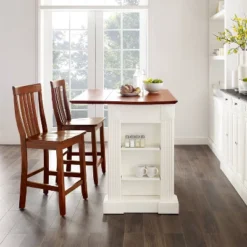Coventry Drop Leaf Top Kitchen Island With 2 School House Stools White - Crosley -Cheap Crosley Store GUEST abc490f0 2afd 4321 a40e f118cd5af1d8