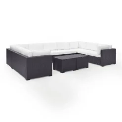 Biscayne 7pc Outdoor Wicker Sectional Set With 2 Coffee Tables & 4 Corner Seats White - Crosley -Cheap Crosley Store GUEST ac3a1ce1 c06a 4e20 bf4d a834e256e06c