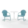 Tulip 3pc Outdoor Bistro Set With Table & 2 Chairs - Blue - Crosley