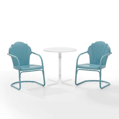 Tulip 3pc Outdoor Bistro Set With Table & 2 Chairs - Blue - Crosley 1 Tulip 3pc Outdoor Bistro Set With Table & 2 Chairs - Blue - Crosley