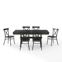 7pc Hayden Extendable Dining Set With Camille Chairs Matte Black/Slate - Crosley -Cheap Crosley Store GUEST ae1718f2 08d1 46de b0b6 8b3ad0447c59