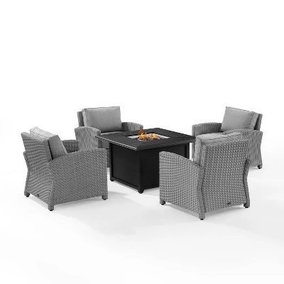 Bradenton 5pc Wicker Conversation Set With Fire Table - Gray - Crosley 1 Bradenton 5pc Wicker Conversation Set With Fire Table - Gray - Crosley