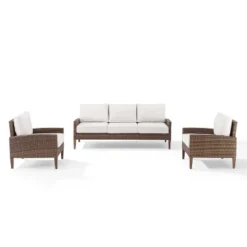 Capella 3pc Outdoor Wicker Seating Set With Sofa & Arm Chairs - Cream/Brown - Crosley 17 Capella 3pc Outdoor Wicker Seating Set With Sofa & Arm Chairs - Cream/Brown - Crosley -Cheap Crosley Store GUEST b12f76ee a7e9 431f afc6 2427050e640a