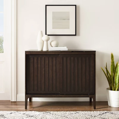 Asher Record Storage Media Console Dark Brown - Crosley 2 Asher Record Storage Media Console Dark Brown - Crosley - Image 2