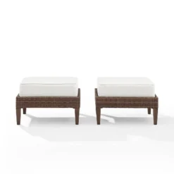 Capella 2pk Outdoor Wicker Ottomans - Cream/Brown - Crosley -Cheap Crosley Store GUEST b18cd871 8d24 4f71 94c9 59e7747209d5