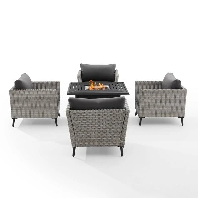 Richland 5pc Outdoor Wicker Conversation Set With Fire Table - Crosley 6 Richland 5pc Outdoor Wicker Conversation Set With Fire Table - Crosley - Image 6