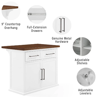 Bartlett Wood Top Kitchen Island White/Walnut - Crosley 5 Bartlett Wood Top Kitchen Island White/Walnut - Crosley - Image 5