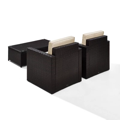 Palm Harbor 3pc Outdoor Wicker Seating Set - Sand - Crosley 8 Palm Harbor 3pc Outdoor Wicker Seating Set - Sand - Crosley - Image 8