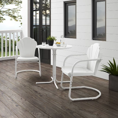 Tulip 3pc Outdoor Bistro Set With Table & 2 Chairs - White - Crosley 3 Tulip 3pc Outdoor Bistro Set With Table & 2 Chairs - White - Crosley - Image 3