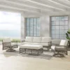 4pc Thatcher Outdoor Steel Seating Set Creme/Driftwood - Crosley
