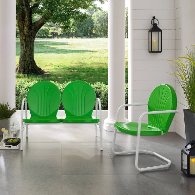 Griffith 2pc Outdoor Seating Set - Kelly Green - Crosley 2 Griffith 2pc Outdoor Seating Set - Kelly Green - Crosley - Image 2