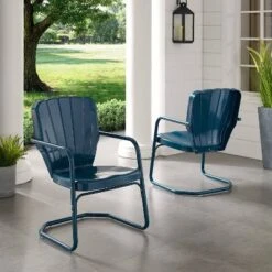 Ridgeland 2pk Outdoor Chairs - Navy - Crosley