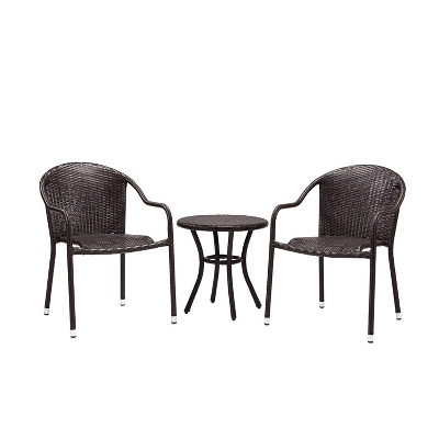 Palm Harbor 3pc Outdoor Wicker Seating Set - Brown - Crosley 3 Palm Harbor 3pc Outdoor Wicker Seating Set - Brown - Crosley - Image 3