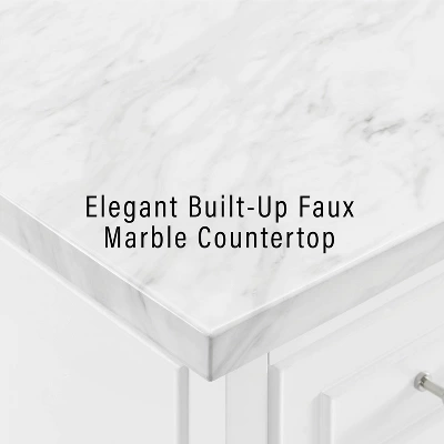 Cutler Faux Marble Top Kitchen Island White/White Marble - Crosley 6 Cutler Faux Marble Top Kitchen Island White/White Marble - Crosley - Image 6