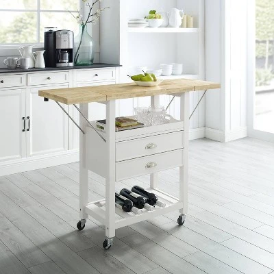 Bristol Double Drop Leaf Kitchen Cart White - Crosley 10 Bristol Double Drop Leaf Kitchen Cart White - Crosley - Image 10