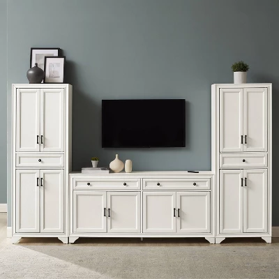 3pc Tara Entertainment Set With Closed Storage Distressed White - Crosley 2 3pc Tara Entertainment Set With Closed Storage Distressed White - Crosley - Image 2