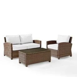 Bradenton 3pc Outdoor Conversation Set With Loveseat & Armchair With Coffee Table - Crosley -Cheap Crosley Store GUEST b809dfe3 dfa6 4851 8d36 5183fd95848d