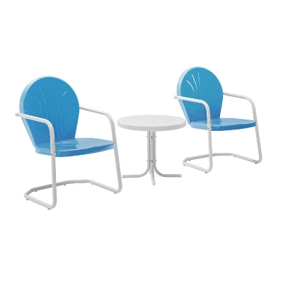 Griffith 3pc Outdoor Conversation Set - Sky Blue - Crosley 5 Griffith 3pc Outdoor Conversation Set - Sky Blue - Crosley - Image 5